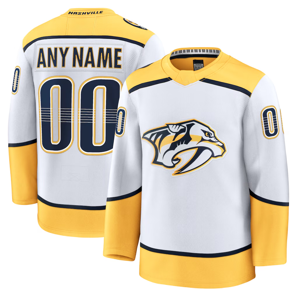 Jamed Custom N.Predators White Away Premium Jerseys