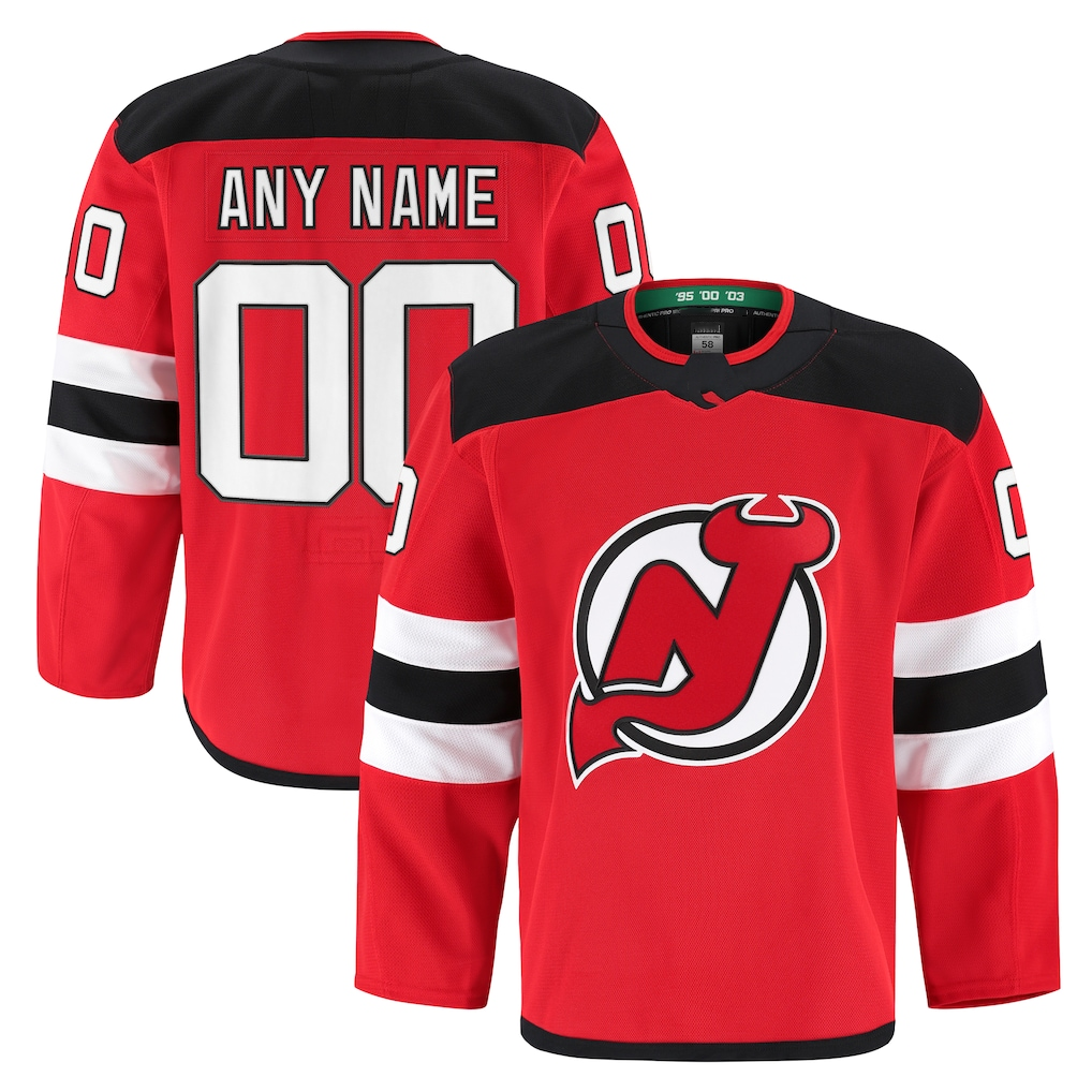 Jamed Custom N.Jersey Devils Red Home Authentic Pro Jerseys