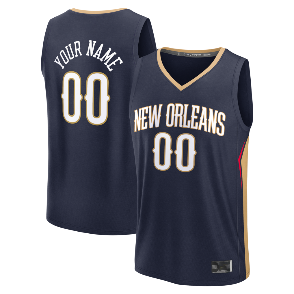Jamed Custom NO.Pelicans Navy Fast Break Stitched Jerseys- Icon Edition