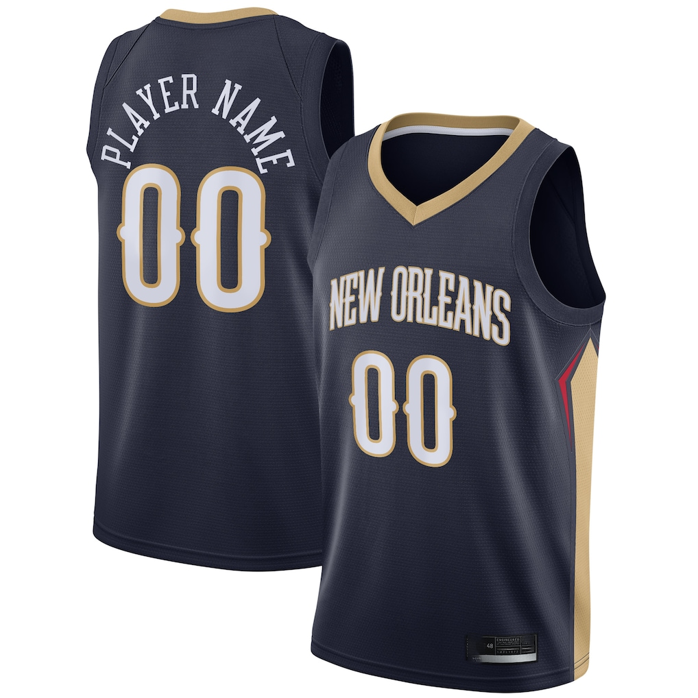 Jamed Custom NO.Pelicans Navy Swingman Stitched Jerseys- Icon Edition