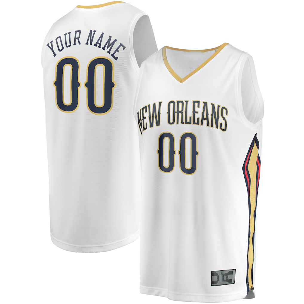 Jamed Custom NO.Pelicans White Fast Break Stitched Jerseys- Association Edition