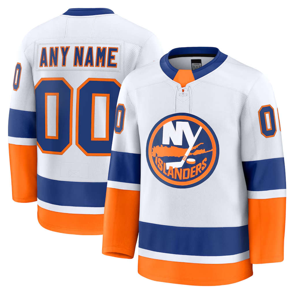 Jamed Custom NY.Islanders White Away Premium Jerseys