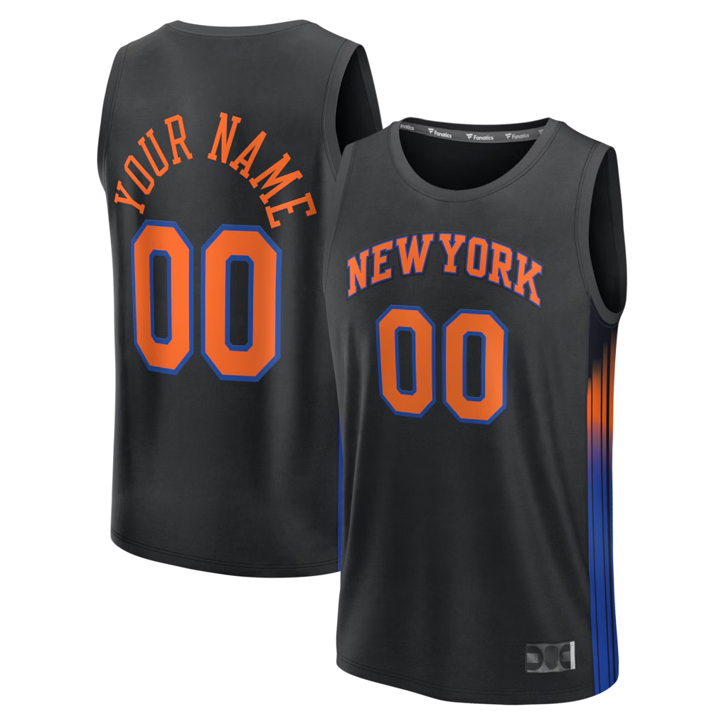 Jamed Custom NY.Knicks  Black Fast Break Jerseys - Icon Edition