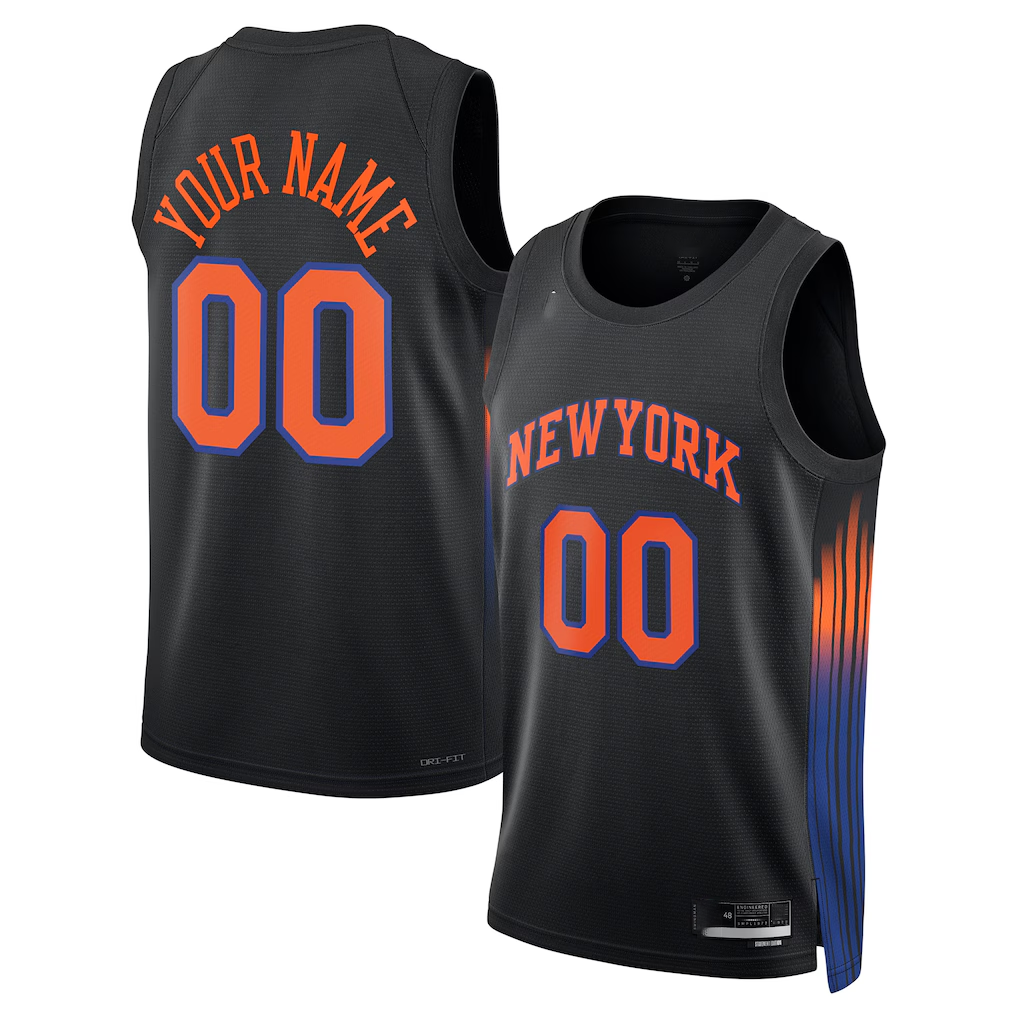 Jamed Custom NY.Knicks Black Swingman Jerseys - Statement Edition