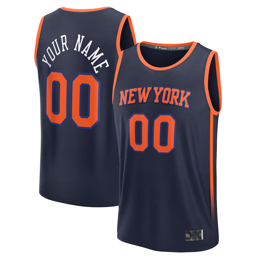 Jamed Custom NY.Knicks  Navy Fast Break Jerseys - Statement Edition