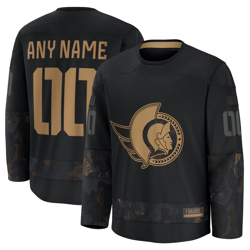 Jamed Custom O.Senators Black 2024 Military Appreciation Practice Jerseys