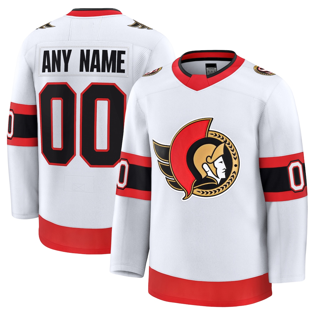 Jamed Custom O.Senators White Away Premium Jerseys