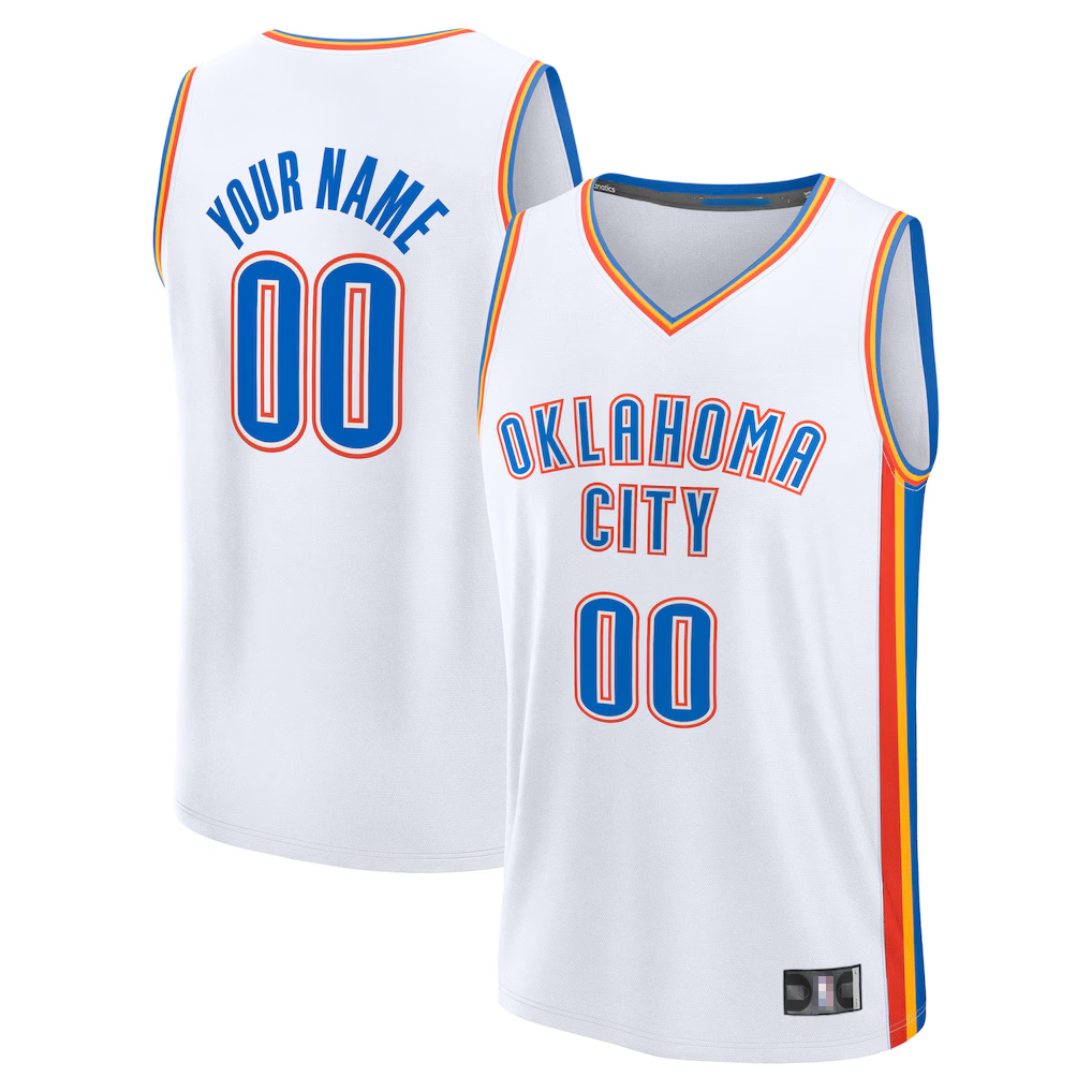 Jamed Custom OC.Thunder White Fast Break Stitched Jerseys- Association Edition
