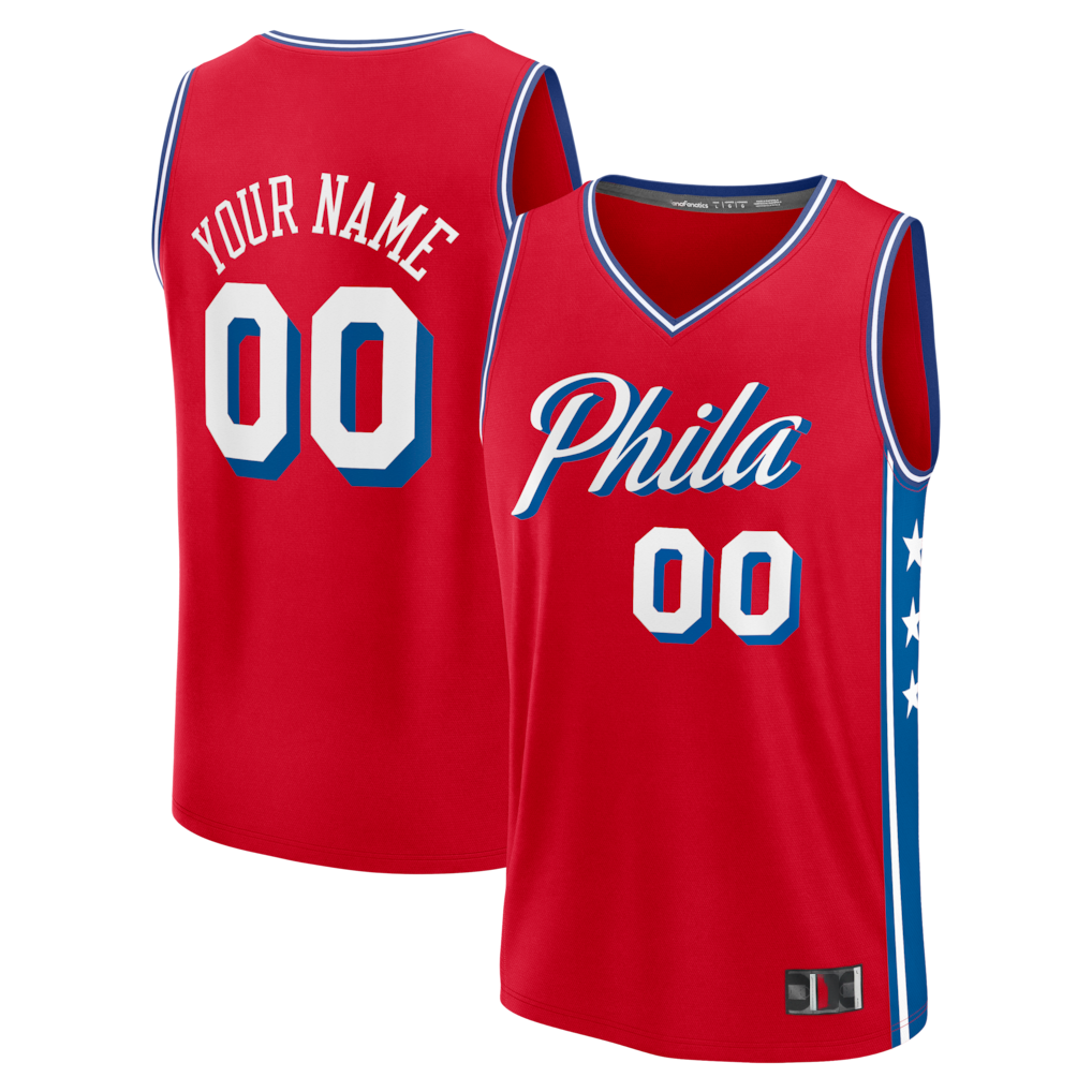 Jamed Custom P.76ers Red Fast Break Jerseys - Icon Edition