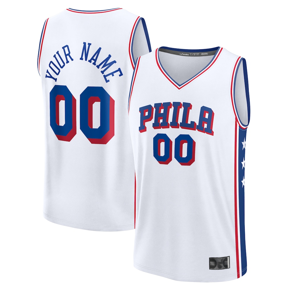 Jamed Custom P.76ers White Fast Break Jerseys - Association Edition