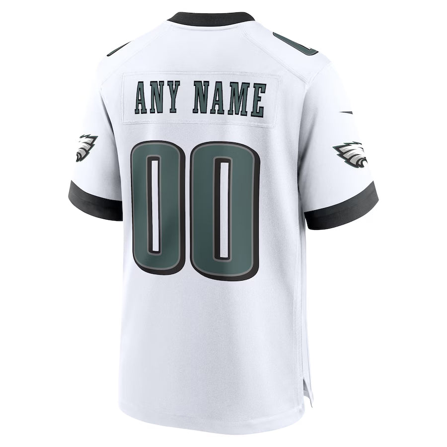 Jamed Custom P.Eagles White Stitched Home Game Stitched Jerseys