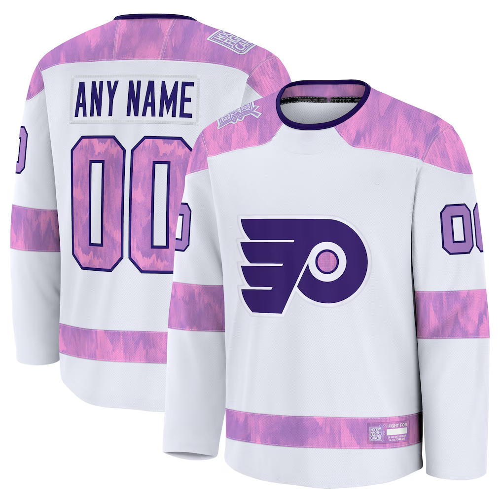 Jamed Custom P.Flyers White 2024 Hockey Fights Cancer Practice Jerseys