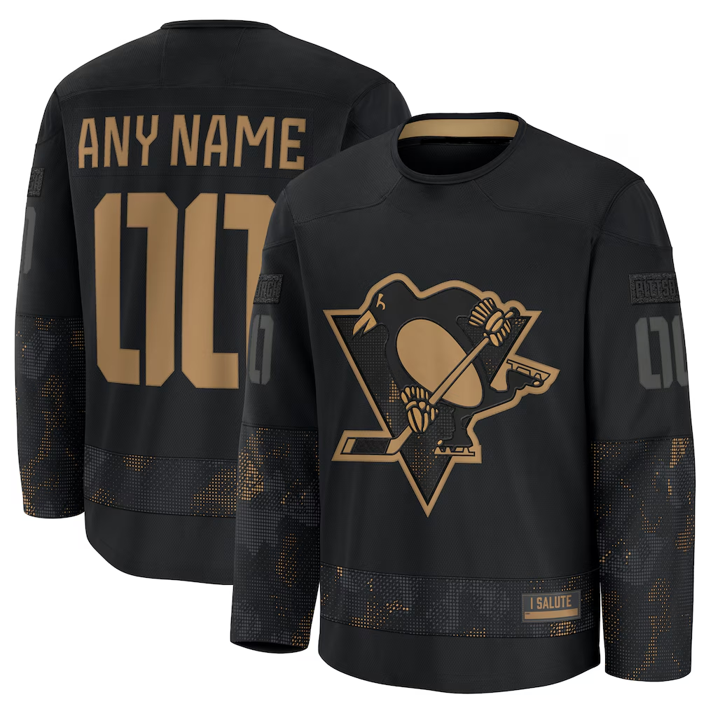 Jamed Custom P.Penguins Black 2024 Military Appreciation Jerseys