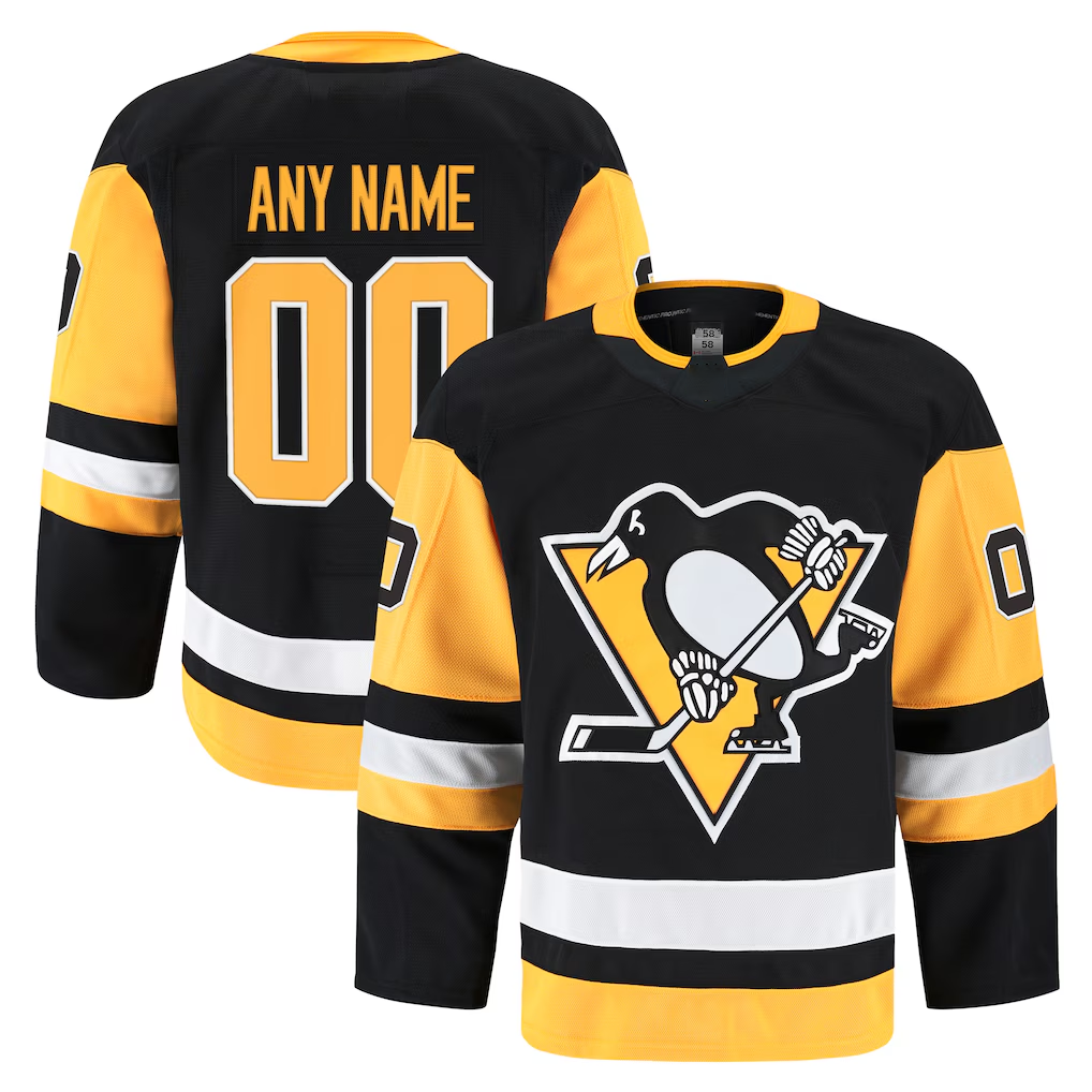 Jamed Custom P.Penguins Black Home Authentic Pro Jerseys