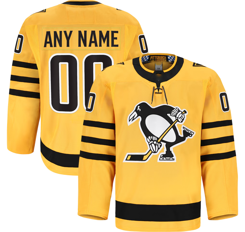 Jamed Custom P.Penguins Gold Alternate Authentic Pro Jerseys