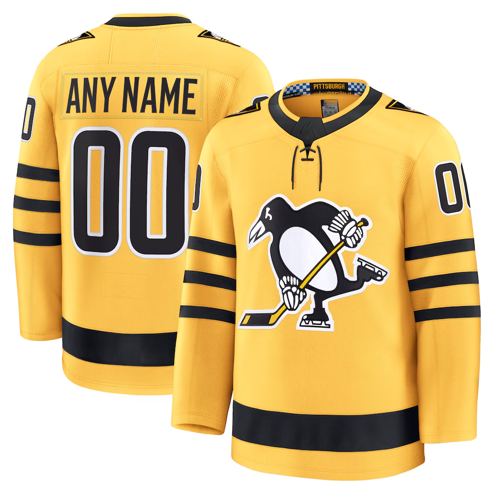 Jamed Custom P.Penguins Gold Alternate Premium Jerseys