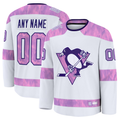 Jamed Custom P.Penguins White 2024 Hockey Fights Cancer Jerseys