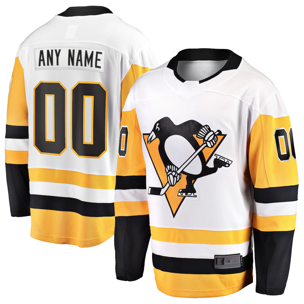 Jamed Custom P.Penguins White Away Breakaway Jerseys