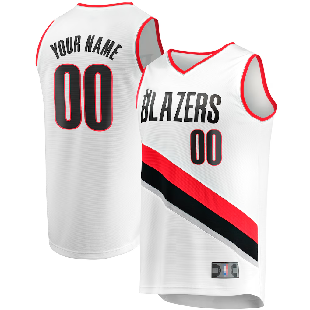 Jamed Custom PT.Blazers Fanatics White Fast Break Replica Jerseys - Association Edition