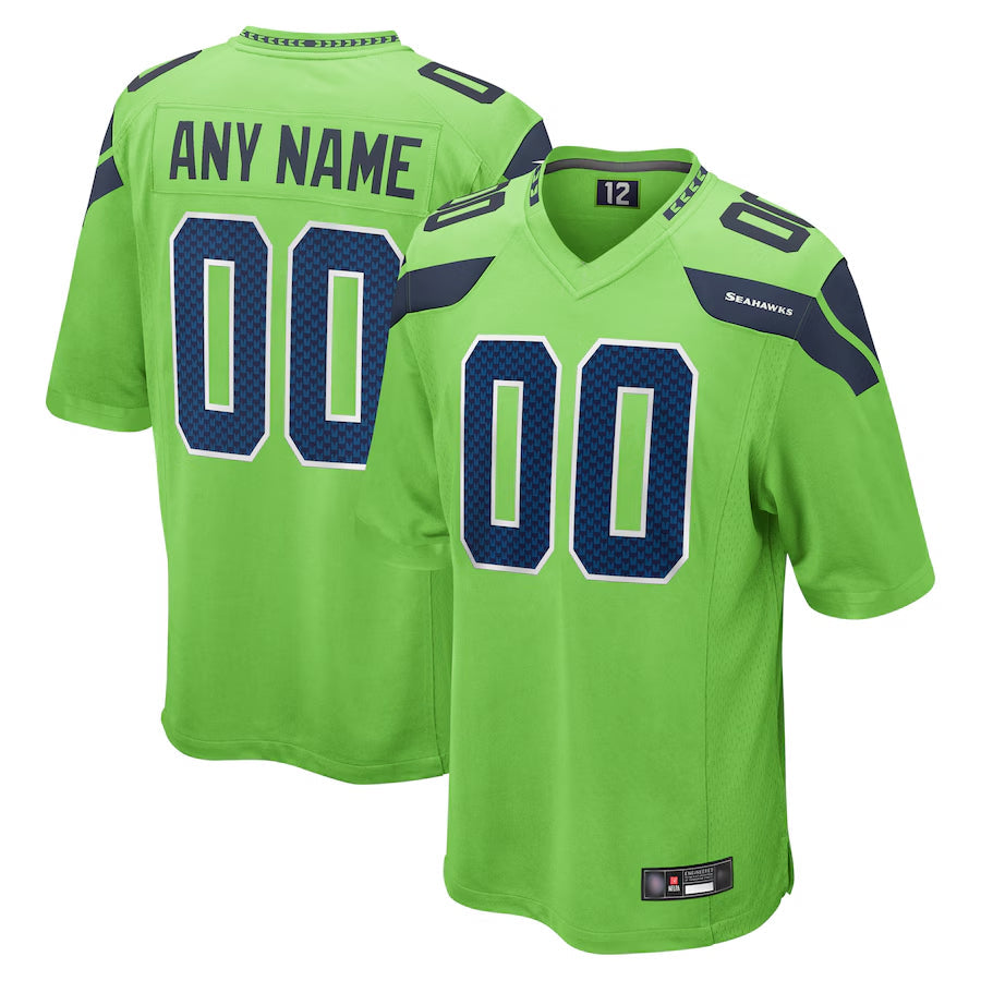 Jamed Custom S.Seahawks Neon Green Alternate Game Stitched Jerseys
