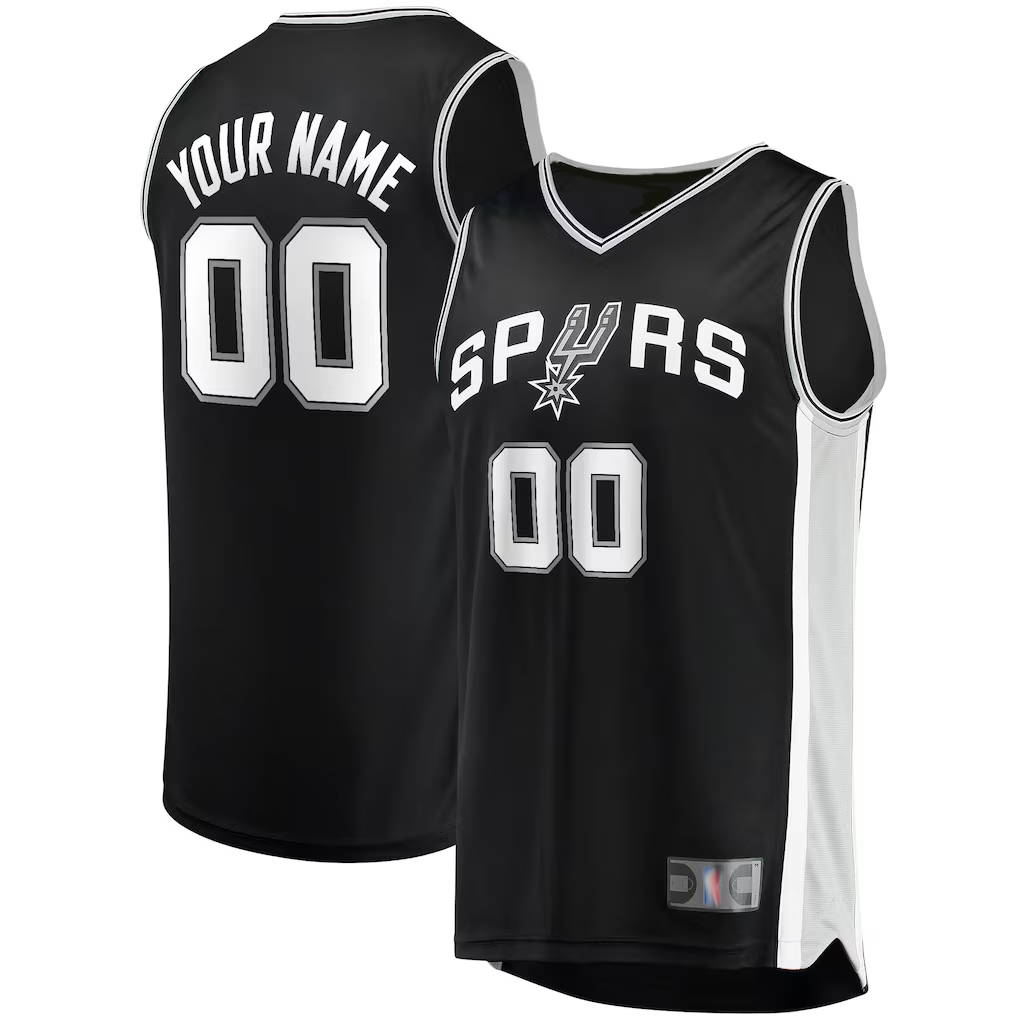 Jamed Custom SA.Spurs Fanatics Black Fast Break Replica Jerseys - Icon Edition