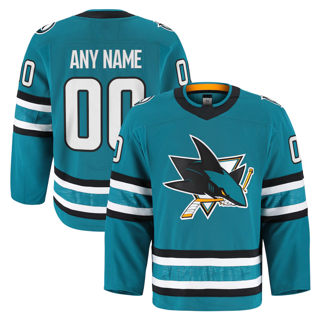 Jamed Custom S.Jose Sharks Teal Home Authentic Pro Jerseys