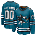 Jamed Custom S.Jose Sharks Teal Home Breakaway Jerseys