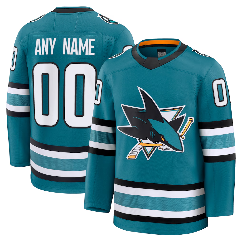 Jamed Custom S.Jose Sharks Teal Home Premium Jerseys