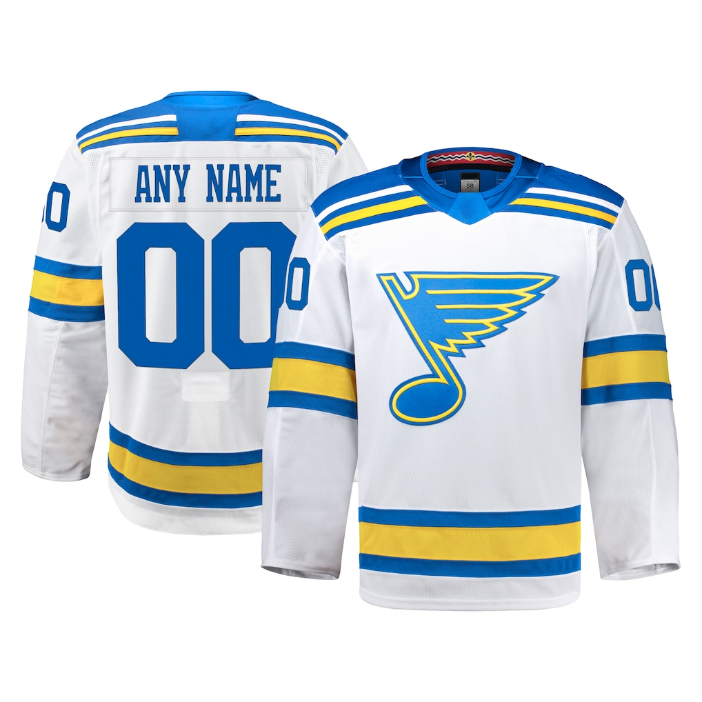 Jamed Custom St.L.Blues White Away Authentic Pro Jerseys