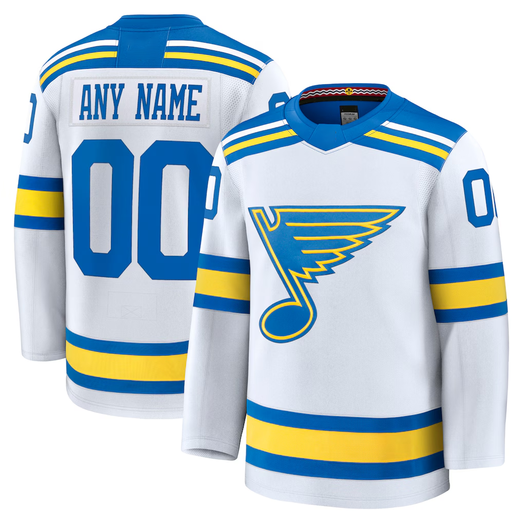 Jamed Custom St.L.Blues White Away Premium Jerseys