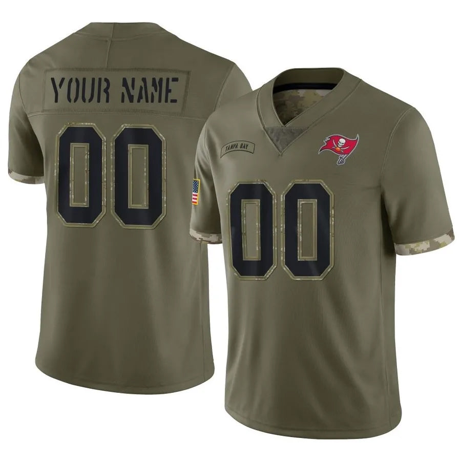 Jamed Custom TB.Buccaneers Salute To Service Olive Stitched Jerseys
