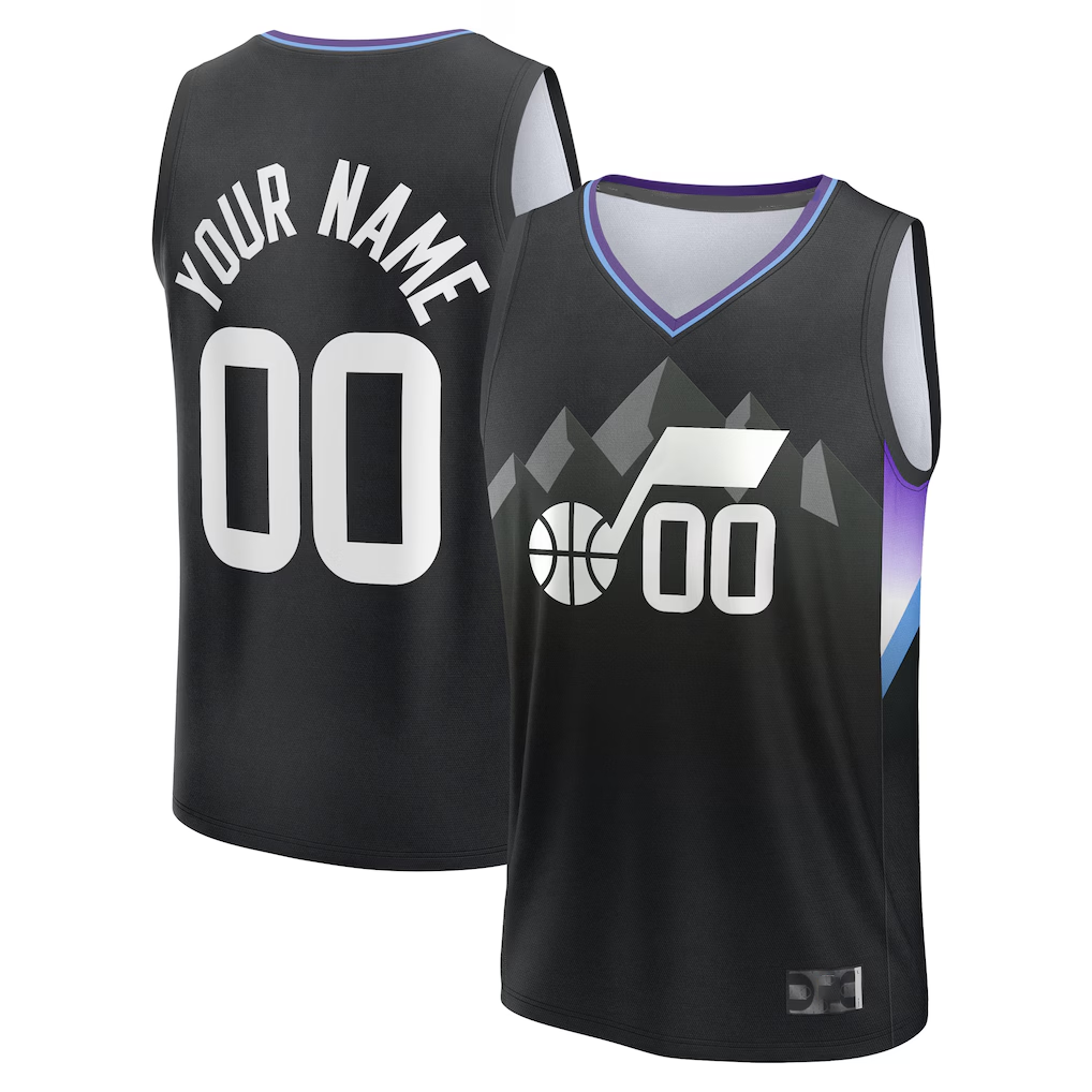 Jamed Custom U.Jazz Fanatics Black Fast Break Jerseys - Statement Editio