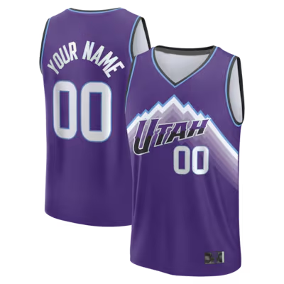 Jamed Custom U.Jazz Fanatics Purple Fast Break Replica Custom Jerseys - Icon Edition
