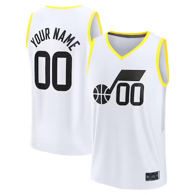 Jamed Custom U.Jazz Fanatics White Fast Break Replica Jerseys - Association Edition -1