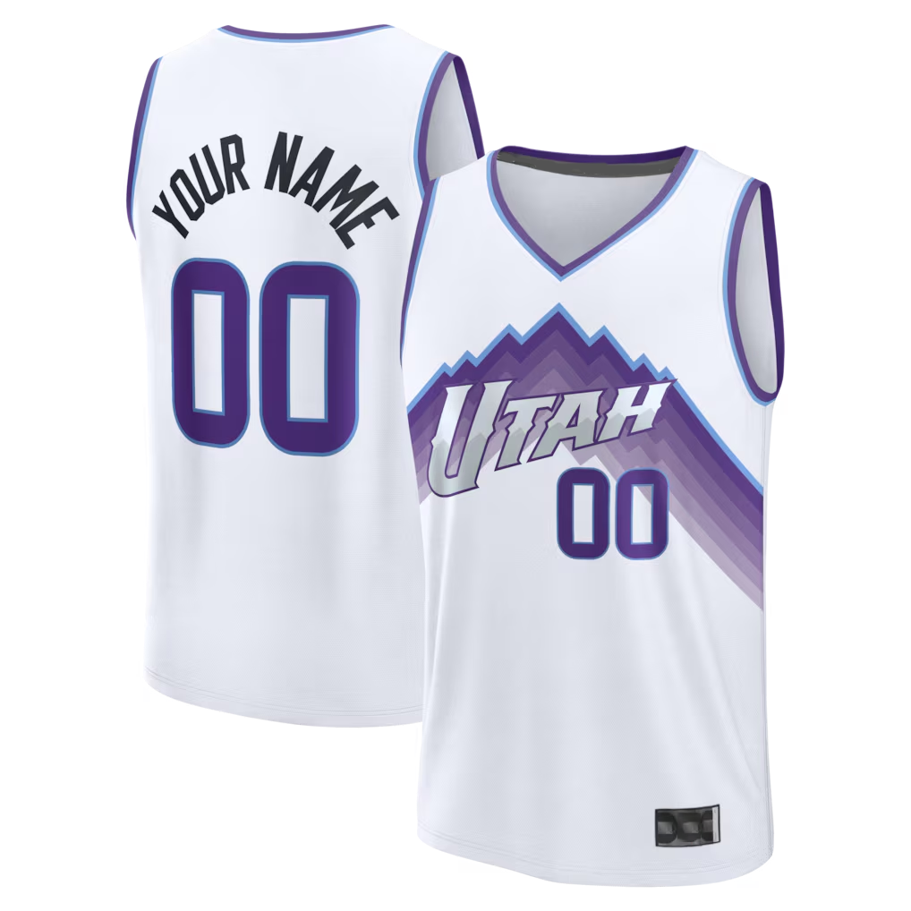 Jamed Custom U.Jazz Fanatics White Fast Break Replica Jerseys - Association Edition