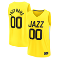 Jamed Custom U.Jazz Fanatics Yellow Fast Break Replica Jerseys - Icon Edition
