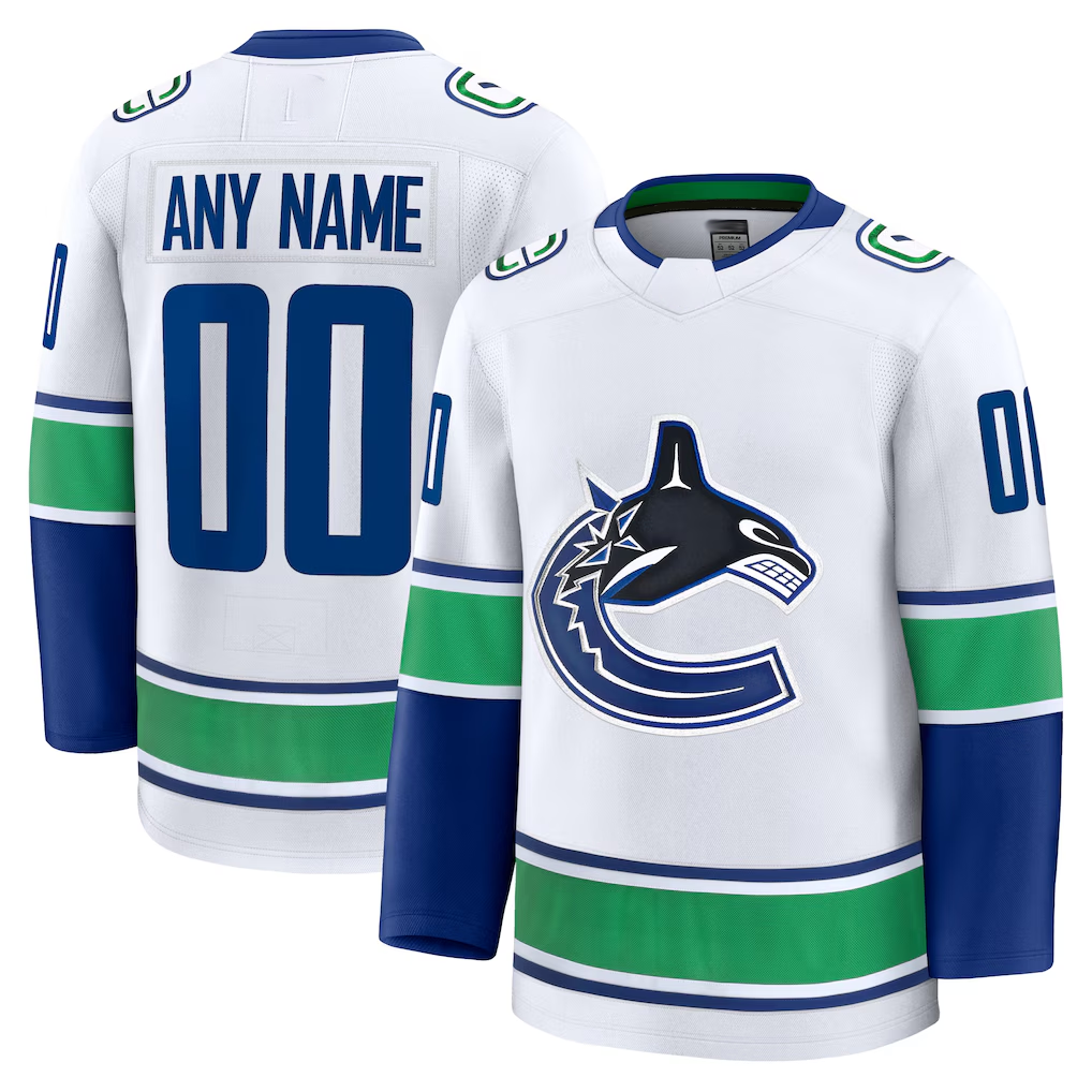 Jamed Custom V.Canucks White Away Premium Jerseys