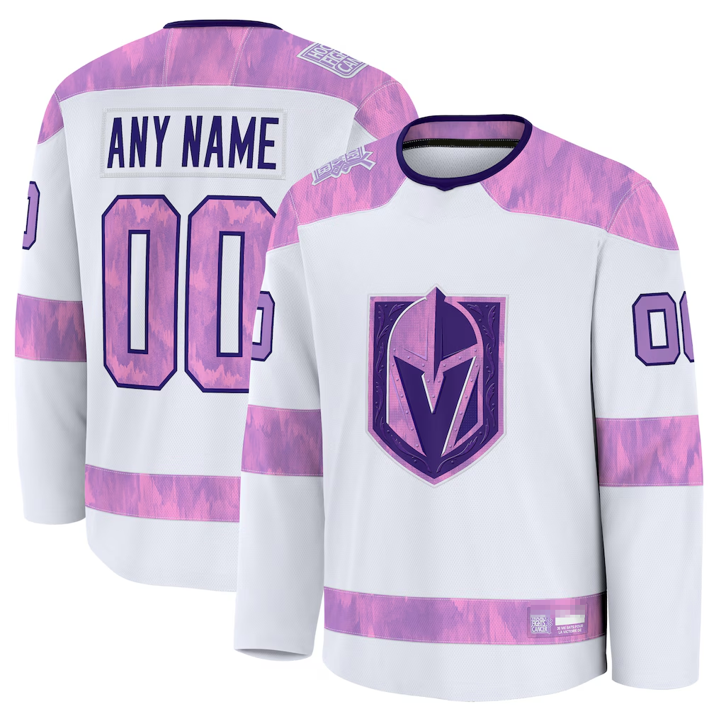 Jamed Custom V.Golden Knights White 2024 Hockey Fights Cancer Practice Jerseys
