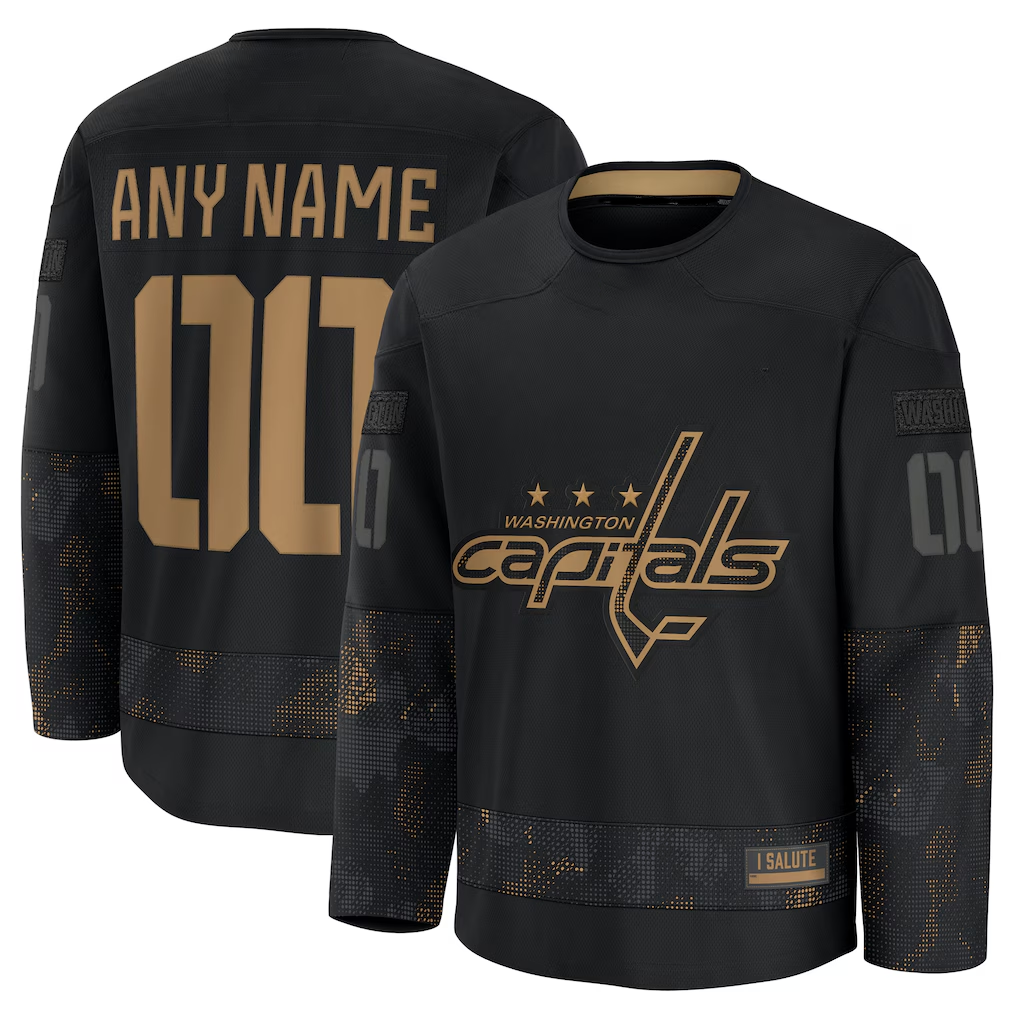 Jamed Custom W.Capitals Black 2024 Military Appreciation Practice Jerseys