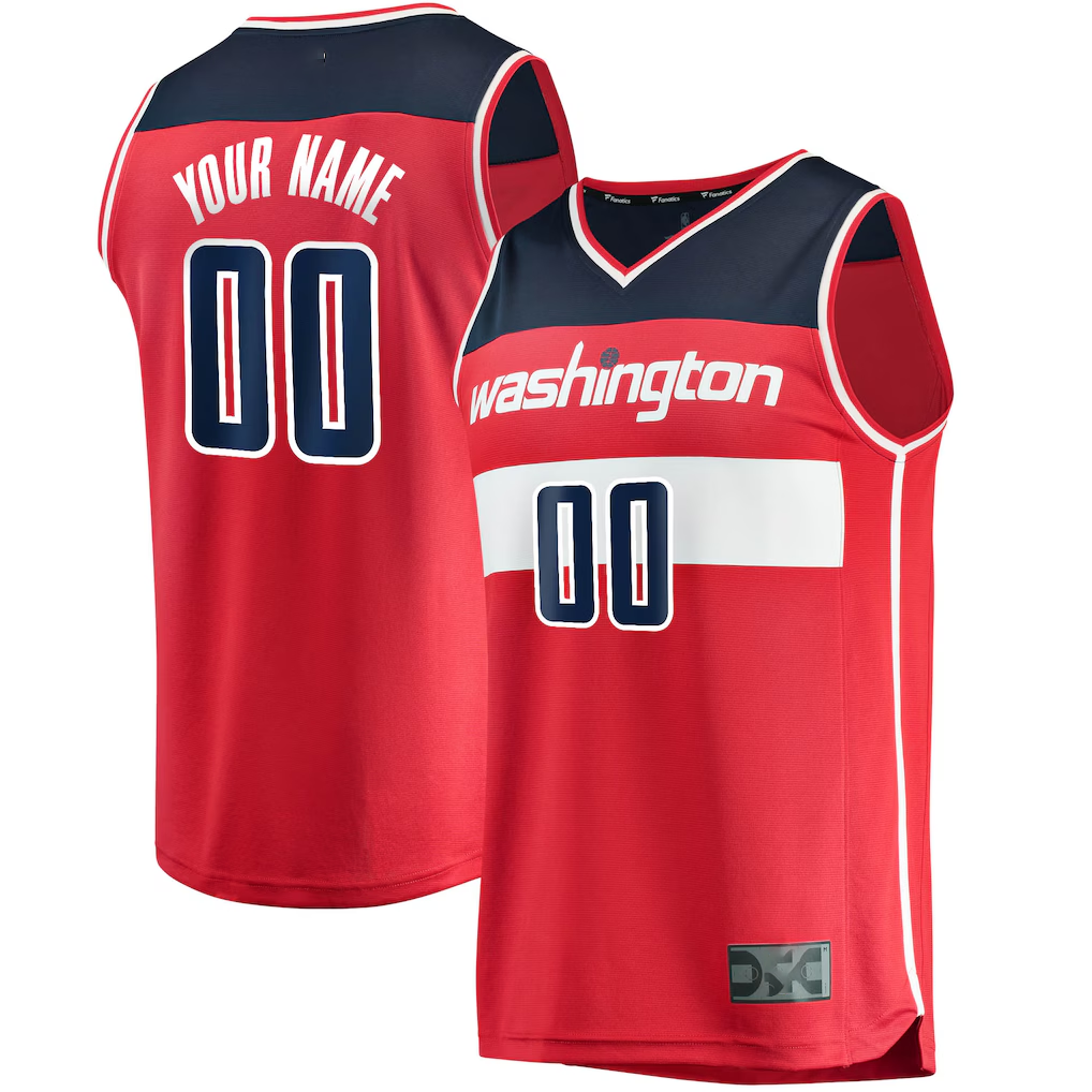 Jamed Custom W.Wizards Red Fast Break Replica Jerseys - Icon Edition