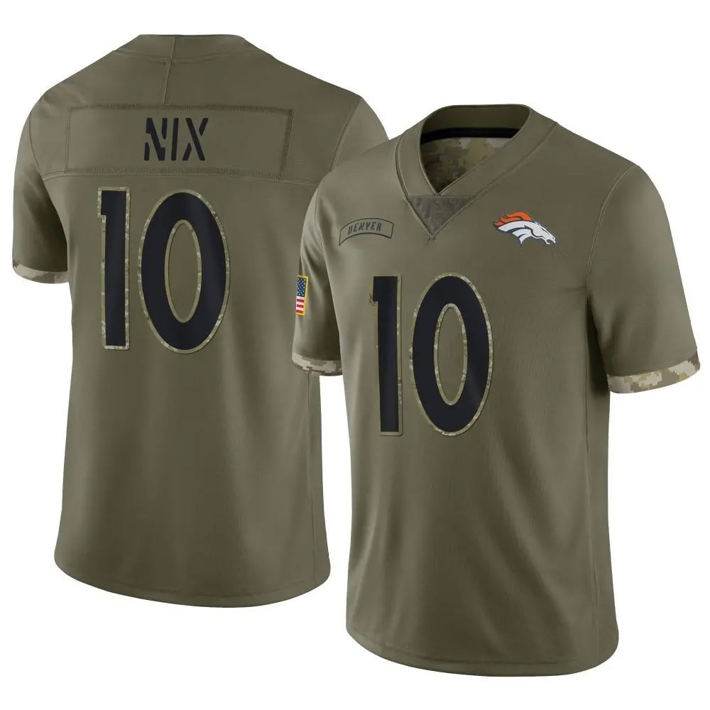 Jamed D.Broncos #10 Bo Nix Player Limited Salute To Service Olive Stitched Jerseys