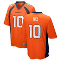Jamed D.Broncos #10 Bo Nix Player Orange Game Stitched Jerseys