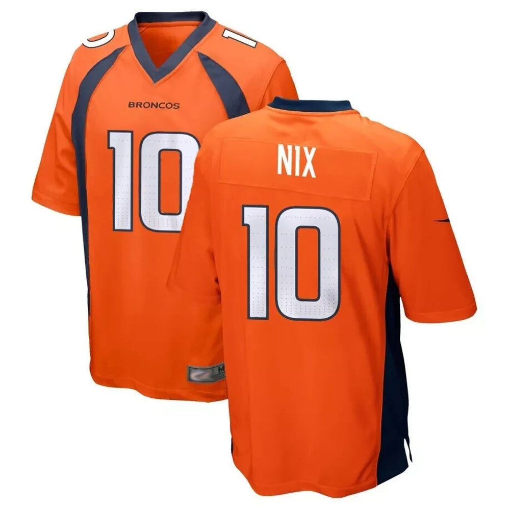 Jamed D.Broncos #10 Bo Nix Player Orange Game Stitched Jerseys