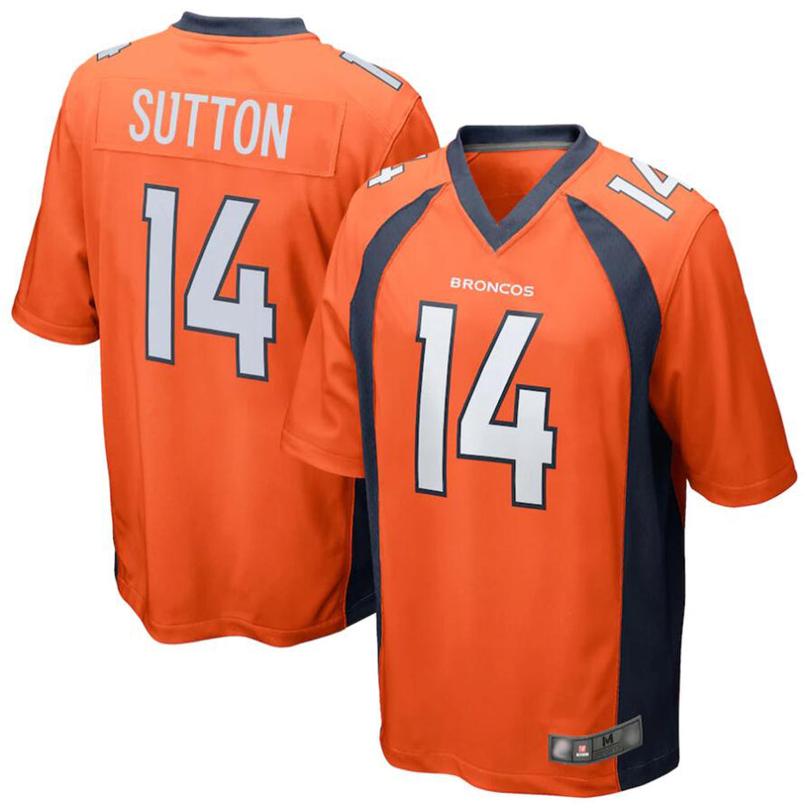 Jamed D.Broncos #14 Courtland Sutton Orange Replica Game Stitched Jerseys