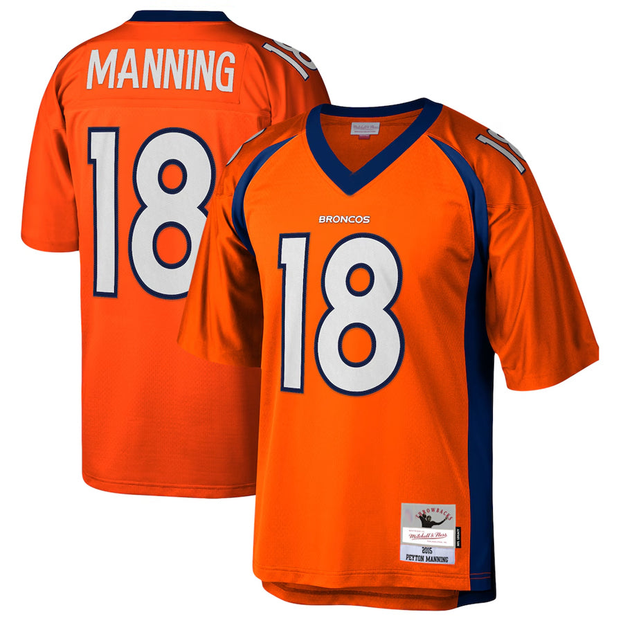 Jamed D.Broncos #18 Peyton Manning Player Mitchell & Ness Orange Legacy Replica Stitched Jerseys
