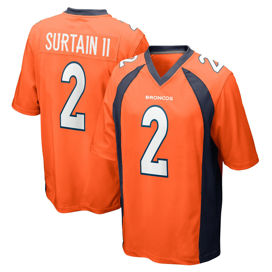 Jamed D.Broncos #2 Patrick Surtain II Player Orange Home Game Football Stitched Jerseys