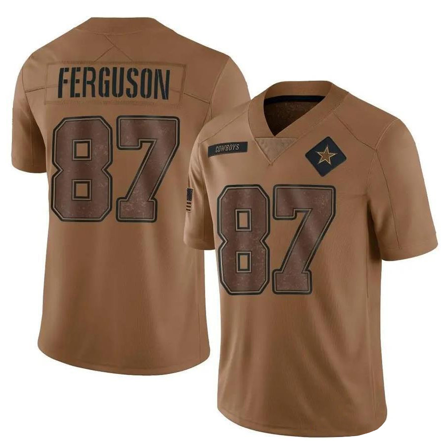 Jamed D.Cowboys #87 Jake Ferguson Player Brown Salute To Service Stitched Jerseys