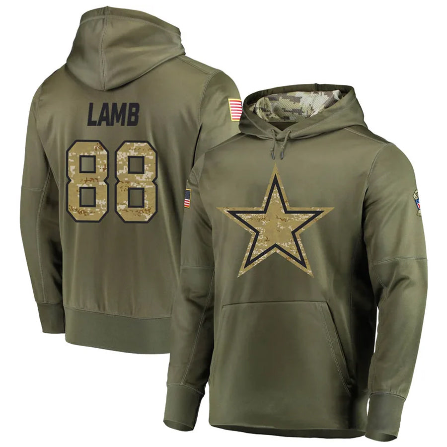 Jamed D.Cowboys #88 CeeDee Lamb Player Salute to Service Pullover Hoodie Game Stitched Jerseys