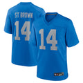 Jamed D.Lions Alternate Game Stitched Jerseys Throwback - Blue - #14 Amon-Ra St. Brown Player