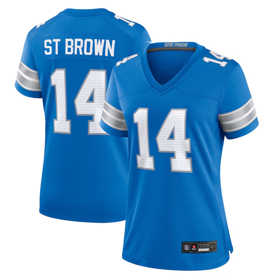 Jamed D.Lions Home Game Stitched Jerseys - Blue - #14 Amon-Ra St. Brown Player